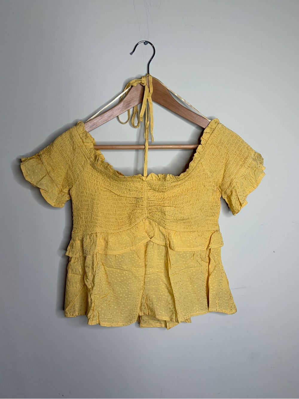 Boho Ruffle Peasant Top Festival Off Shoulder Size Medium